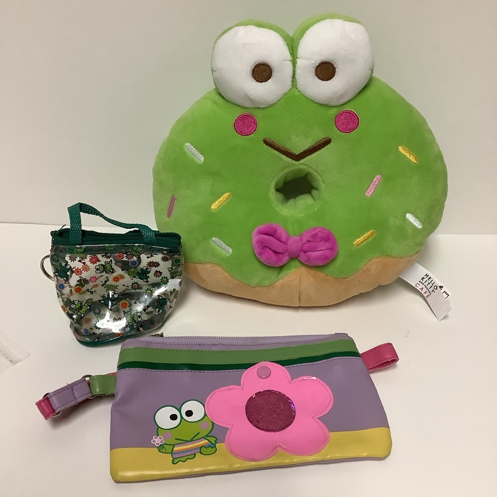 Sanrio Keroppi Lot- Plush, Pouch & Bag